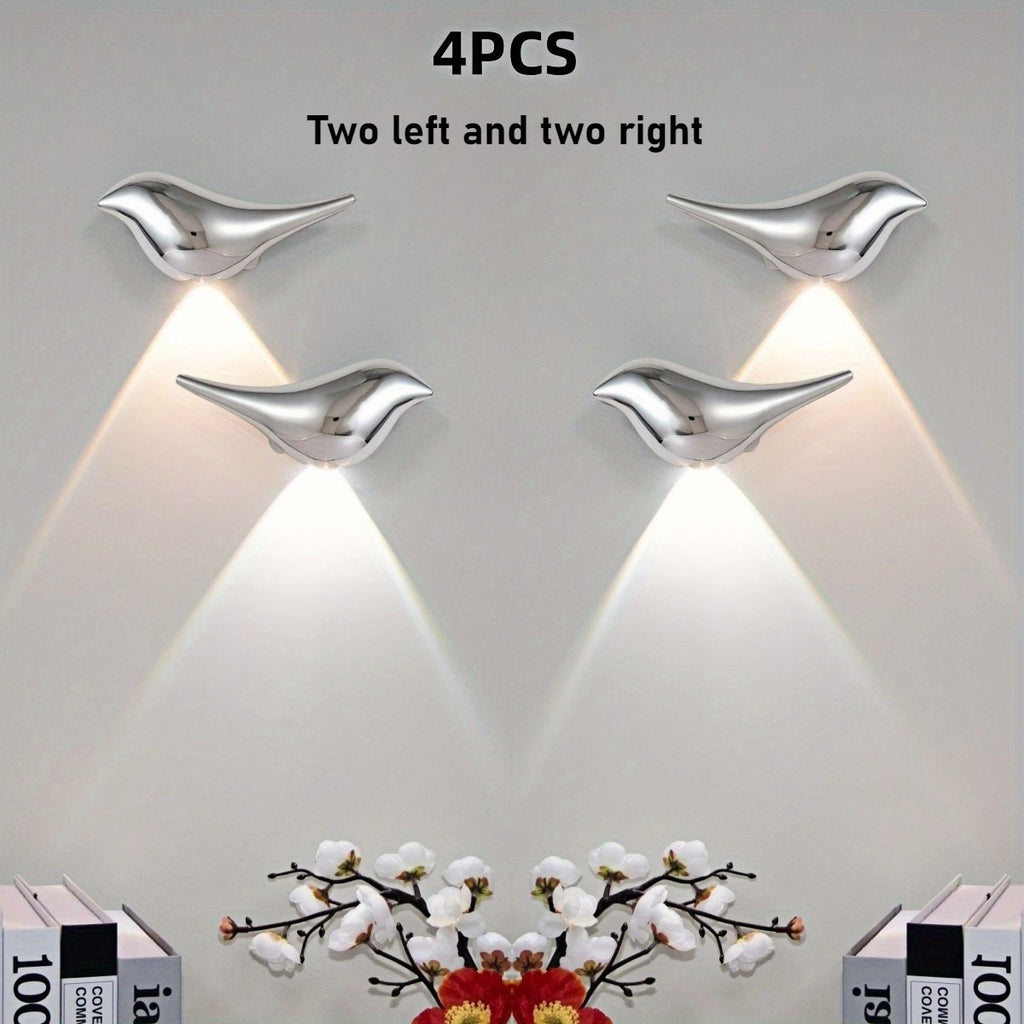 4pcs, Rechargeable Wall Lights  Motion Sensor Bird-Shaped