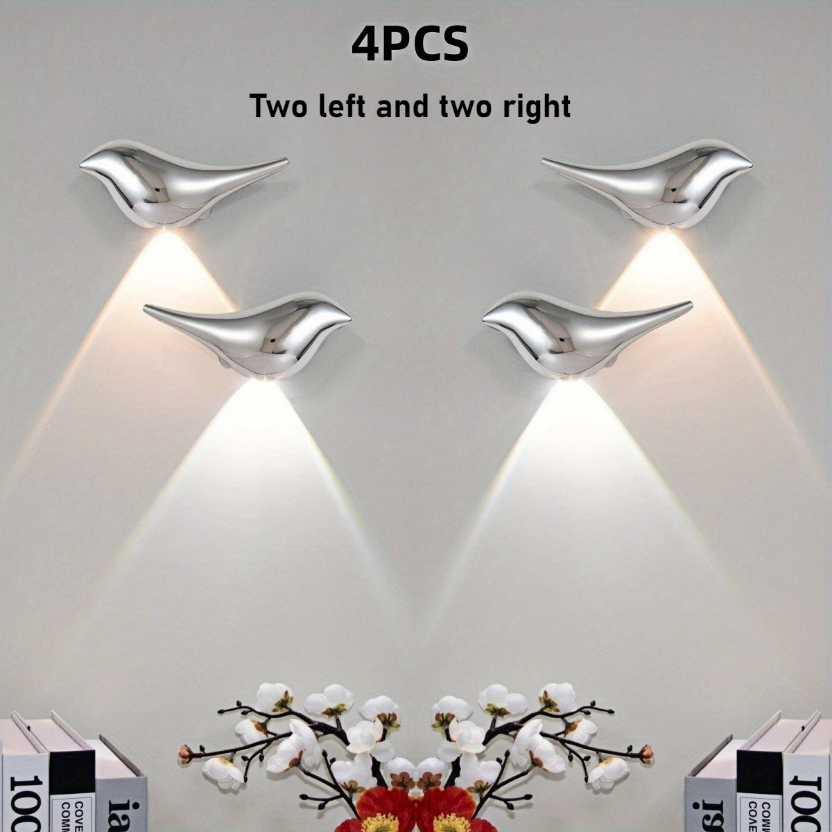 4pcs, Rechargeable Wall Lights  Motion Sensor Bird-Shaped