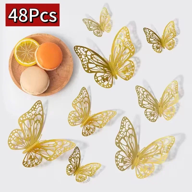 12/48Pcs 3D Butterfly  Wall Sticker