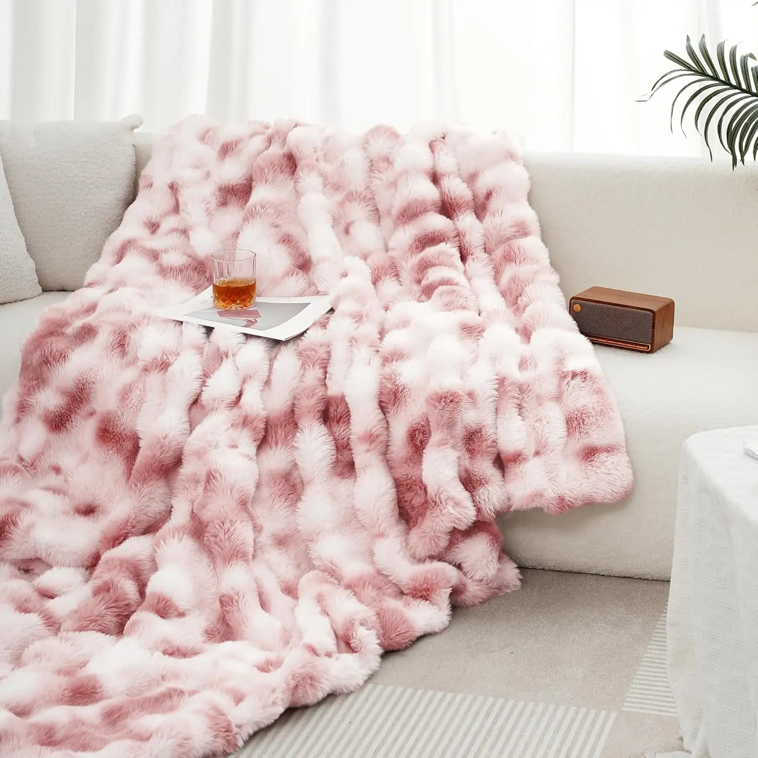 1pc Weighted 6 lbs Faux Rabbit Blanket