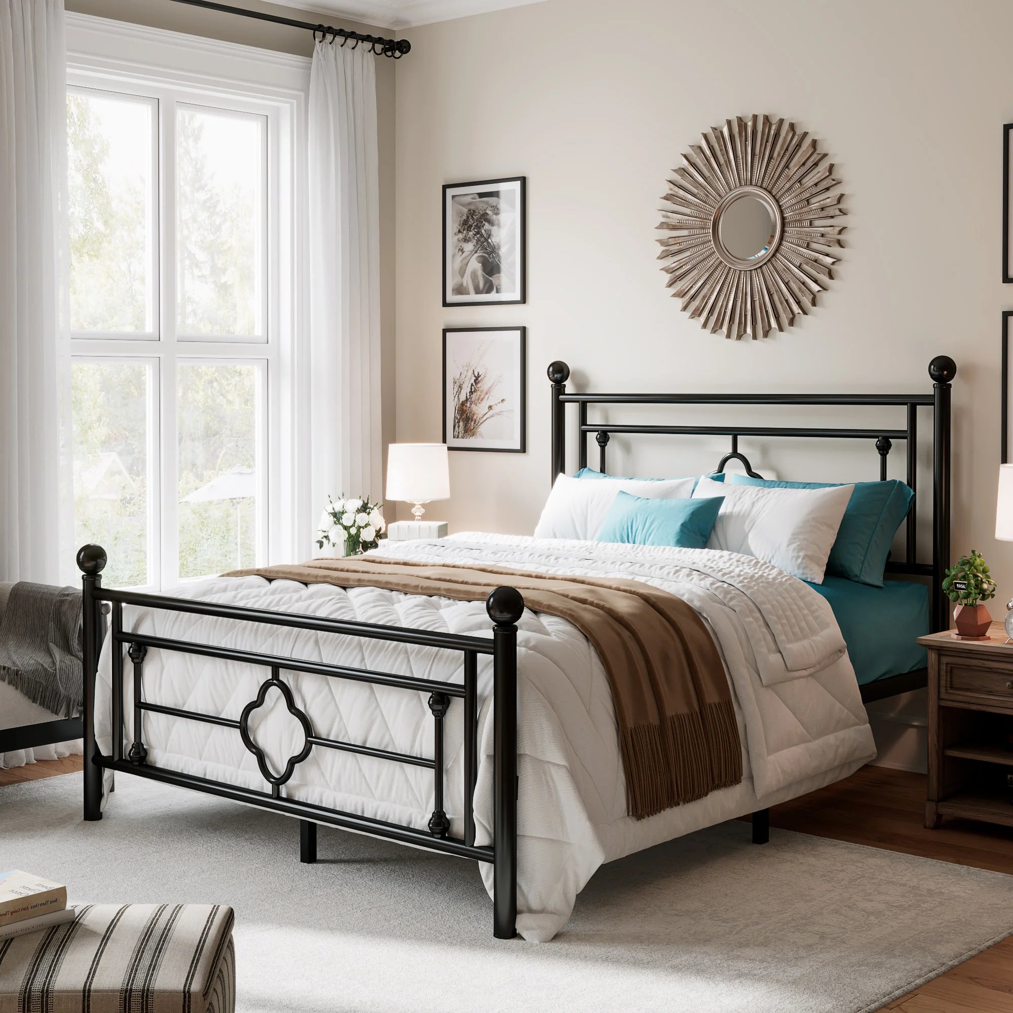 Platform Bed Frame, Vintage Victorian