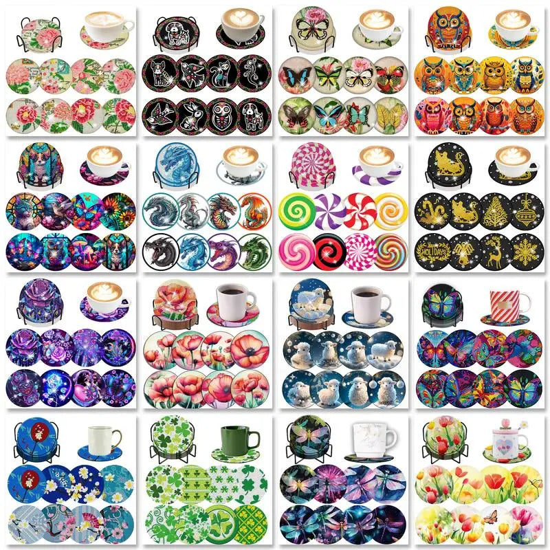 8pcs Diamond Coasters/ Holder Kits