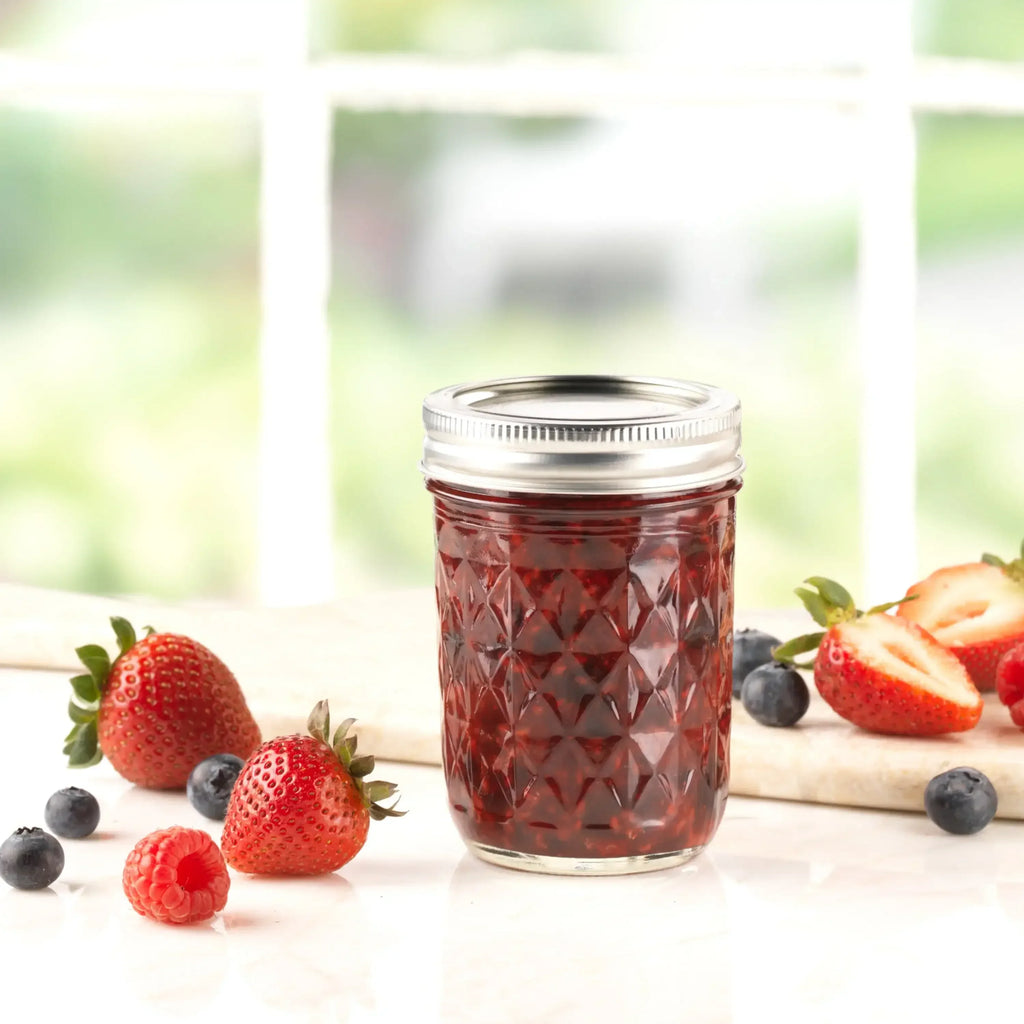 12 Jars w/ Lid, Band, 8 Oz,