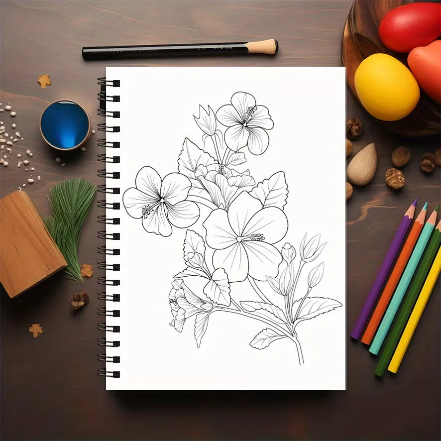 Adult Flower Coloring Book