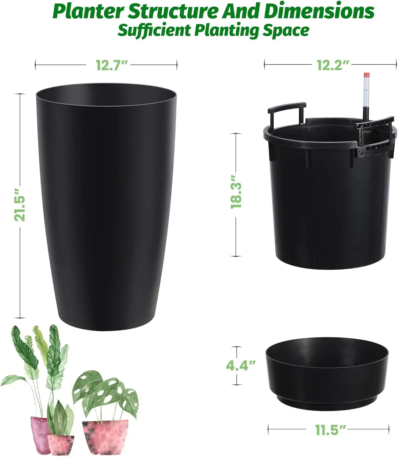 16"- 2, Plant Pots, Self Watering