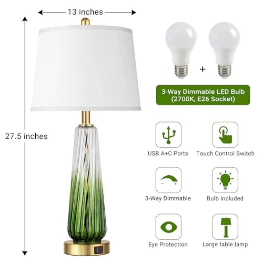 Glass Lamps(2 ) /3-Way Dimmable Touch