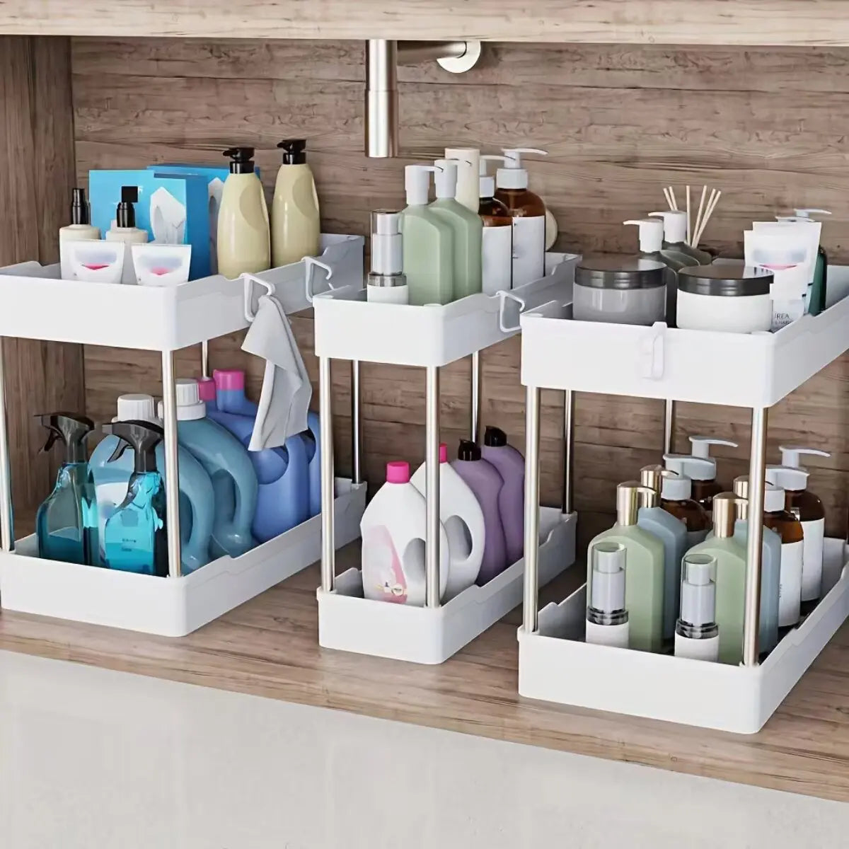 3pcs Under Sink Organizers  Large, Medium, Small