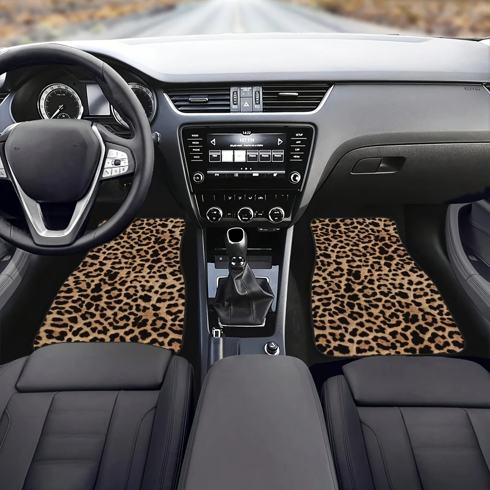 Leopard Print Car Floor Mats Set