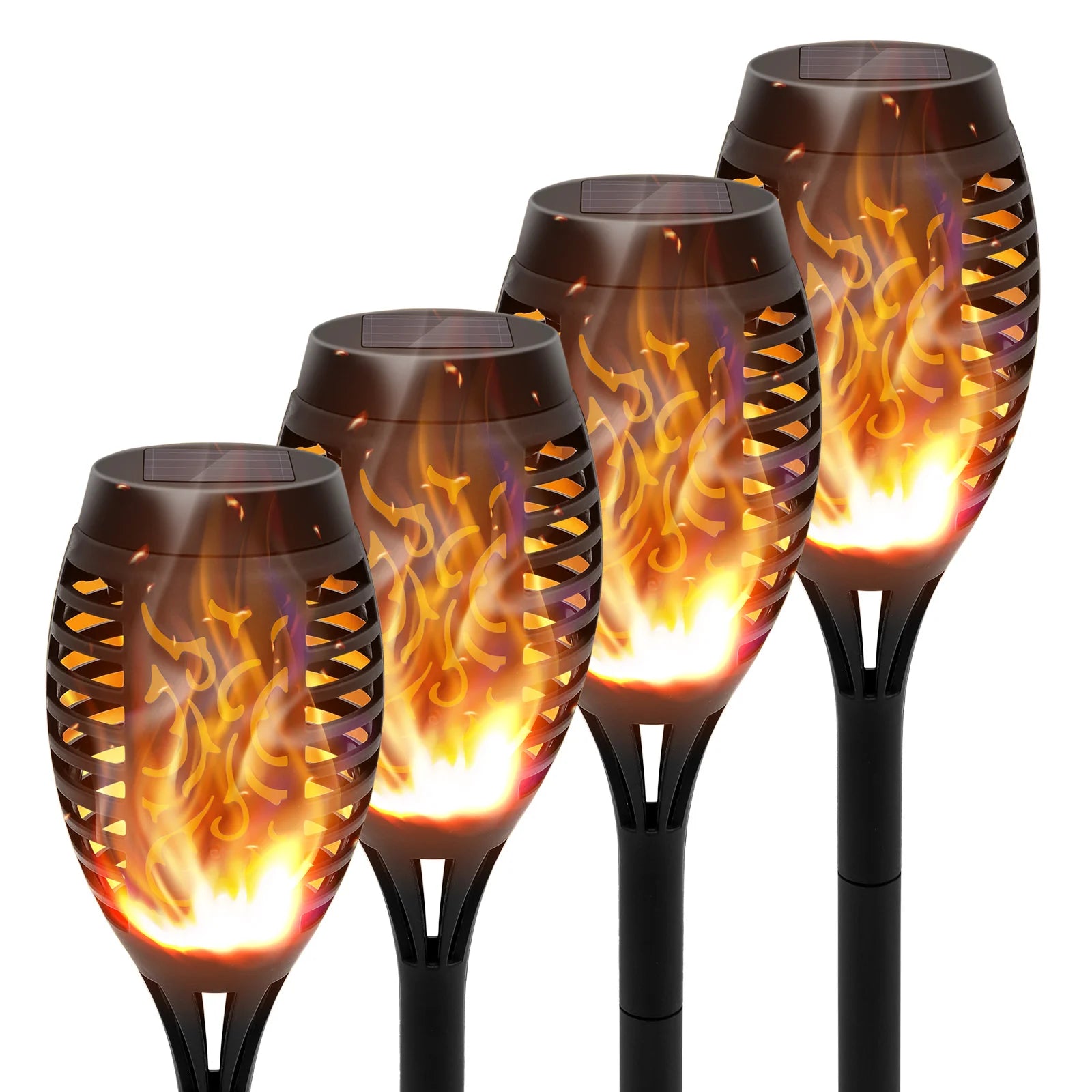 4/6/812Pcs Solar Torch Lights, Flickering Flame Waterproof