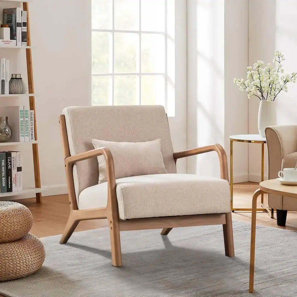 29*33*26 Inch  Wood Chair 105° Backrest Pillow