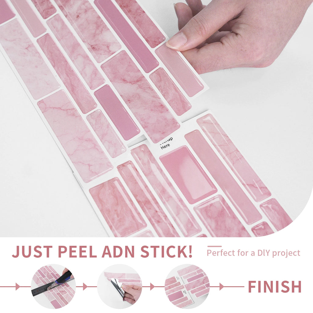6/12/24 Pcs Marble Pattern Self-Adhesive Tile Coverings