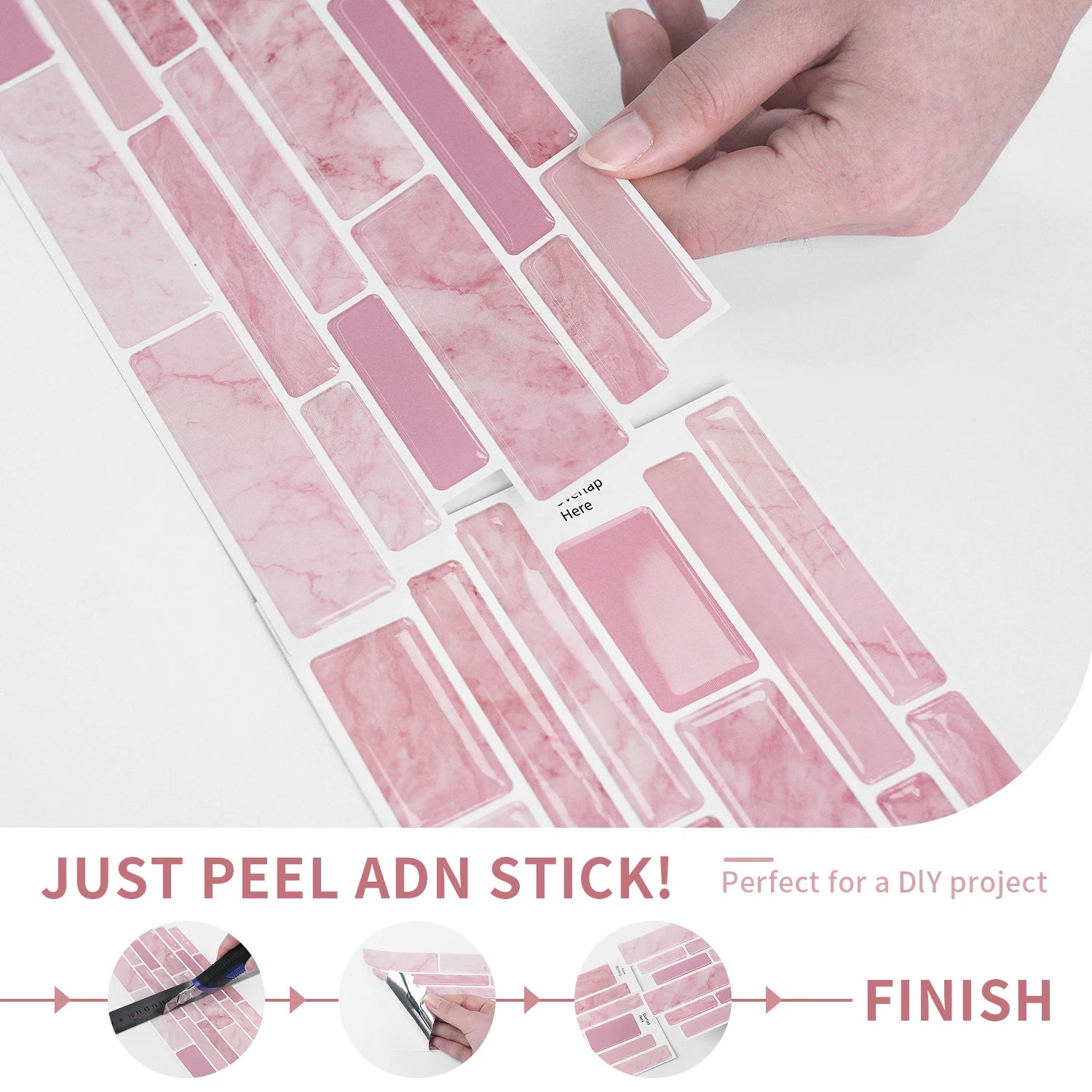 6/12/24 Pcs Marble Pattern Self-Adhesive Tile Coverings