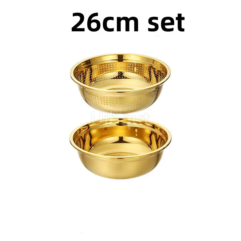 Round Golden Stainless Steel Colander