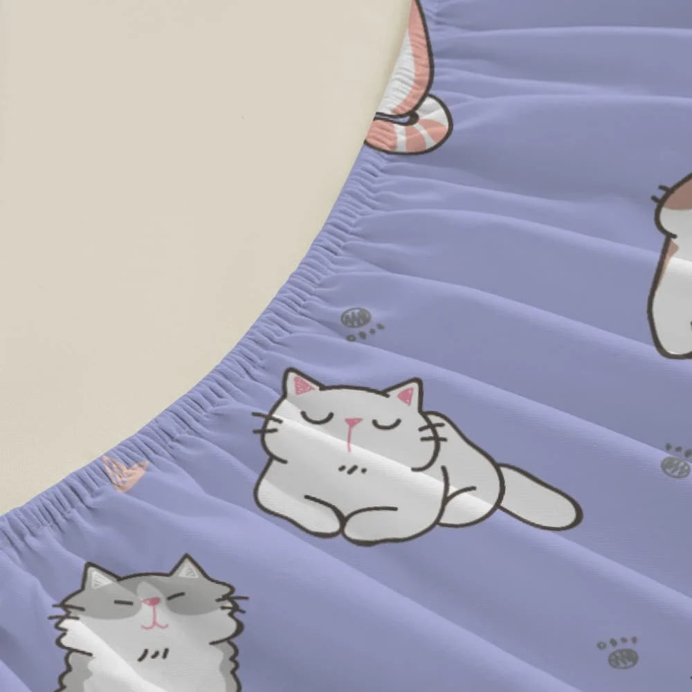 Cartoon Cats Print Fitted Sheet