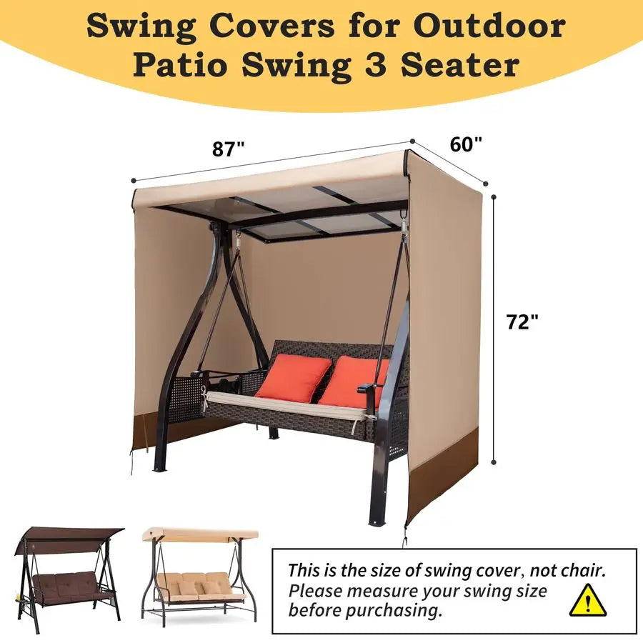 Triple Seater Waterproof Patio Porch Swing Covers