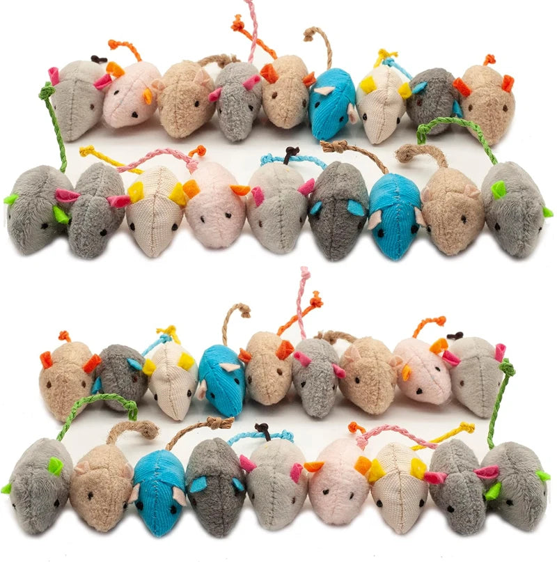 3/200pcs Catnip Faux Fur Cat Mice Toys