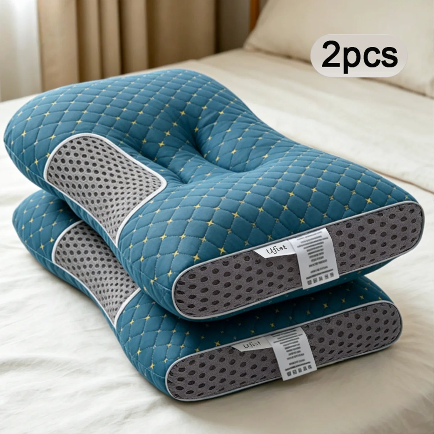 2 Braided Neck Pillows/ Detachable Pillowcase
