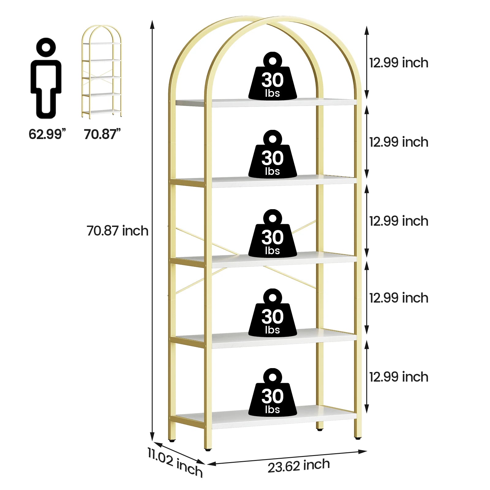 5 Tier Wooden Bookcase