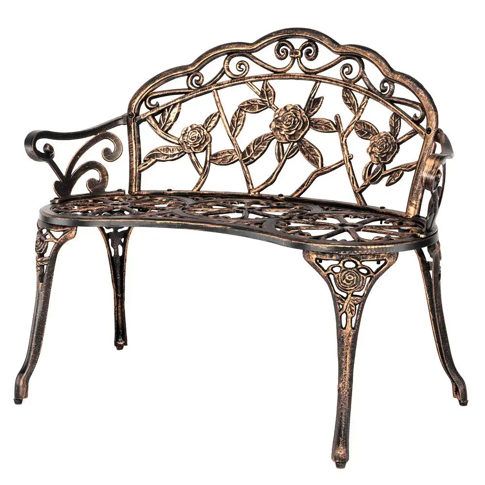 Outdoor Metal Rose Bench, 2-Person