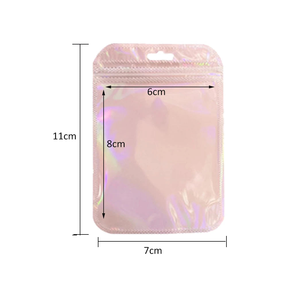 50pcs Holographic Zipper Small Food Storage