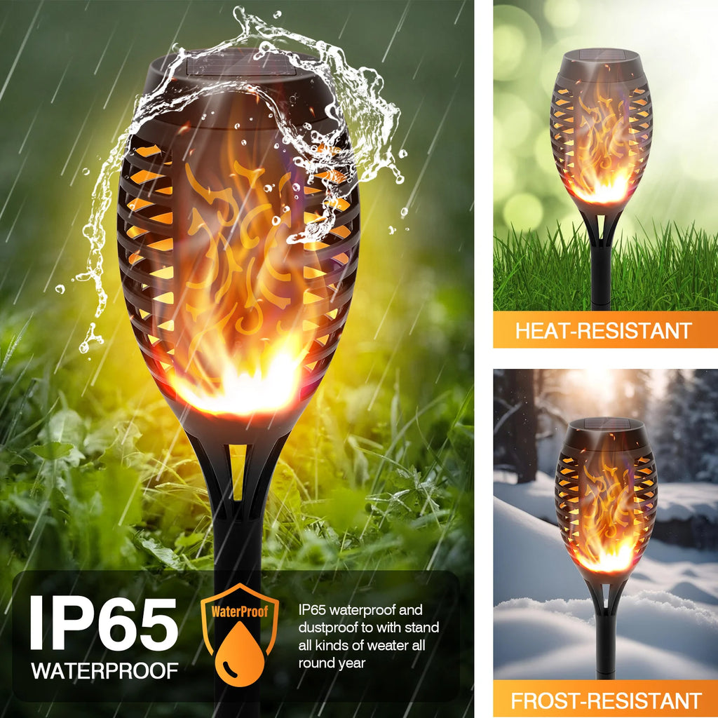 4/6/812Pcs Solar Torch Lights, Flickering Flame Waterproof