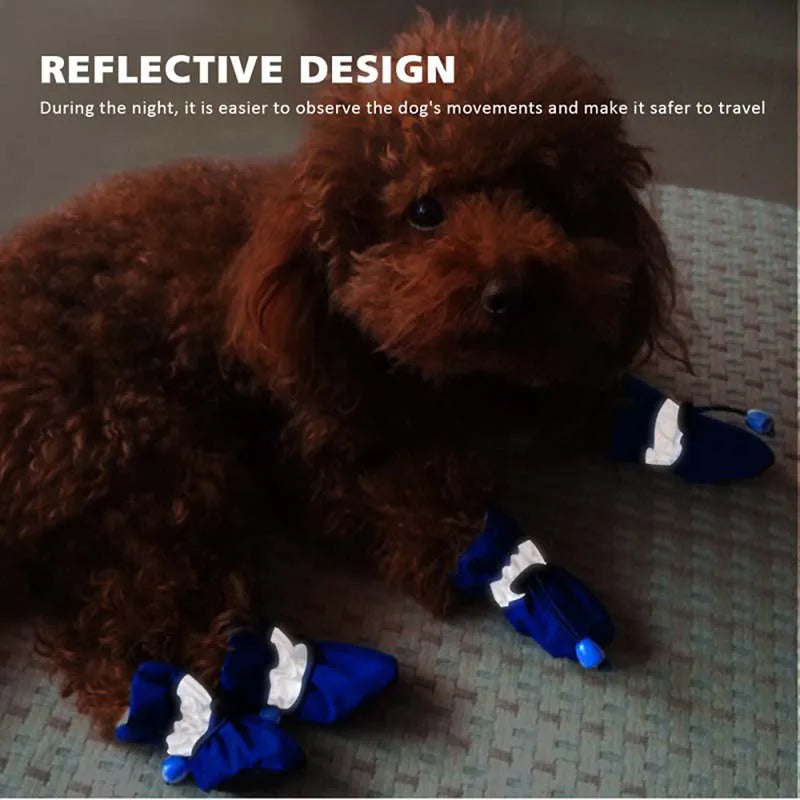 4pcs Antiskid Pet Shoes Waterproof